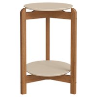 Mesa Lateral Lizz Redonda 40x60 cm Pés Madeira Off White Cedro DCASA