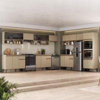 Armário de Cozinha Completa Atlanta Frame com Vidro Carraro Amêndoa