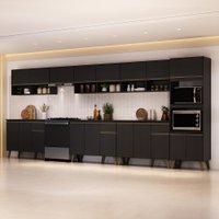 Armário de Cozinha Completa Atlanta Cool Carraro Preto Touch