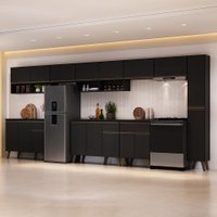 Armário de Cozinha Completa Atlanta Forum Carraro Preto Touch