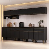 Armário de Cozinha Completa Atlanta Side Carraro Preto Touch