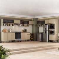 Armário de Cozinha Completa Atlanta Mnove com Vidro Carraro Amêndoa