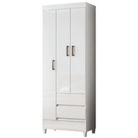 Guarda Roupas Solteiro 3 Portas 2 Gavetas Temis - Branco