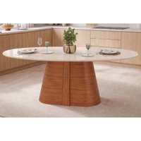 Mesa Jantar Ryze Tampo c/Vidro Oval 183cm Fre/Off DJ Móveis