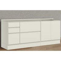 Balcão Cozinha Henn Fineze 3 Portas 4 Gavetas 200cm Areia
