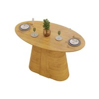 Mesa Jantar Ryze c/Tampo MDF Oval 183x100cm Cedro DJ Móveis