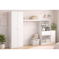 Guarda Roupa Infantil Pétala 3 Portas 1 Gaveta Branco Henn