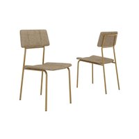 Cadeira Jantar Lou 1742 Aço Kit 2 Uni Dourado/Branco Carraro
