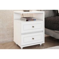 Mesa Cabeceira Americano 2 Gavetas Branco Henn