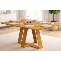 Mesa Jantar Celeste c/Tampo MDF Curvo 170cm Cedro DJ Móveis