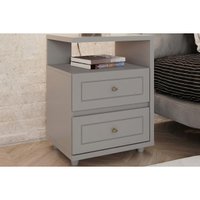 Mesa Cabeceira Americano 2 Gavetas Cinza Henn