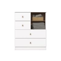 Cômoda Vanila 04 Gavetas Branco/Jequitiba Henn