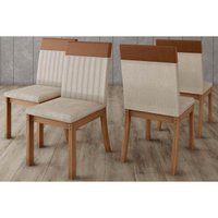 Cadeira Jantar Isa Kit 4 Un Nature/Corano Linho Henn