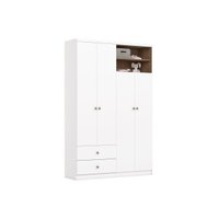 Guarda Roupa Infantil Vanila 4 Portas Branco/Jequitiba Henn