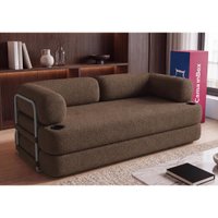 Sofá Cama Orbe 1,90m Xpand Tech Tecido Boucle Marrom Cama inBox