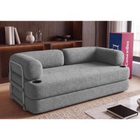 Sofá Cama Orbe 1,90m Xpand Tech Tecido Boucle Cinza Claro Cama inBox