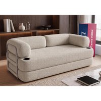 Sofá Cama Orbe 1,90m Xpand Tech Tecido Boucle Bege Claro Cama inBox