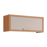 Armário Aéreo Cozinha Modulado Eloise Geladeira c/1 Porta Basculante Riscada 80 cm Freijo/Off White - MGM