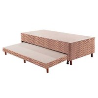 Cama Box Base c/Auxiliar Universal Solteiro Rústico Bordado Clean (88x188x30) - Paropas