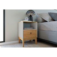 Mesa Cabeceira Casal MB 1041 c/ 1 Gaveta Mel/Off White - Movelbento
