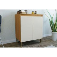 Gabinete de Cozinha Modulado c/ Tampo Rebeca c/ 2 Portas 70cm Mel/Off White - Movelbento