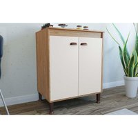 Gabinete de Cozinha Modulado c/ Tampo Torino c/ 2 Portas 70cm Mel/Off White - Movelbento