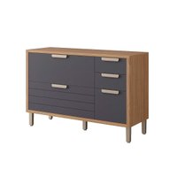 Módulo Cozinha MGM Eloise Balcão c/4 Gavetas e 1 Porta Basculante Riscada c/Tampo 120 cm Freijo/Titanium-MGM