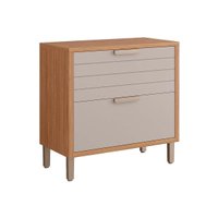 Balcão de Cozinha Modulado Eloise c/1 Gaveta e 1 Porta Basculante Riscada c/Tampo 80 cm Freijo/Off White - MGM