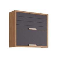 Armário de Cozinha Modulado Eloise c/2 Portas Basculante Riscadas 80 cm Freijo/Titanium - MGM