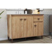 Balcão de Cozinha Modulado Torino c/ 3 Portas e 1 Gaveta s/ Tampo 120cm Mel - Movelbento