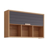 Armário de Cozinha Modulado Eloise c/3 Nichos e 1 Porta Basculante Riscada 120 cm Freijo/Titanium - MGM