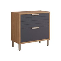 Balcão de Cozinha Modulado Eloise c/1 Gaveta e 1 Porta Basculante Riscada c/Tampo 80 cm Freijo/Titanium - MGM