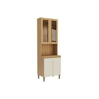 Paneleiro Cozinha Modulado Rebeca c/ 4 Portas c/ Vidro 70cm Mel/Off White Movelbento