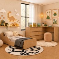 Kit Cama Infantil Montessoriana com Escrivaninha e Colchão Incluso Dino Multimóveis MP4820