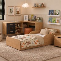 Kit Cama Infantil Montessoriana com Escrivaninha L 3 Gavetas Aura Multimóveis MP4821