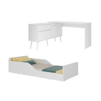 Kit Cama Infantil Montessoriana com Escrivaninha 2 Portas 1 Gaveta Lume Multimóveis MP4823