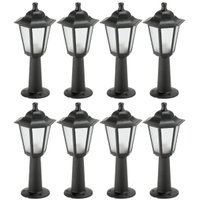 Kit 8 Balizadores Preto Iluminação Área Externa com Lente Fosca em Termoplástico Dital