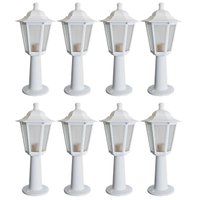 Conjunto 8 Balizadores para Jardim Iluminação Externa Branco Termoplástico Lente Fosca Grega Dital