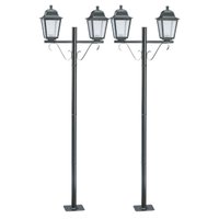 Kit 2 Postes Duplos Iluminação de Jardim 2,1m Preto Clássico Lente Transparente Soberana Dital
