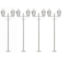 Kit 4 Postes Externos Luminárias 1,95M Bivolt Poste Iluminação 2 Lâmpadas E27 Lente Transparente