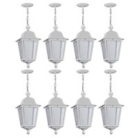 Kit 8 Luminárias Pendentes Elegante Branca Lente Transparente Termoplástico Lâmpada E27 Dital