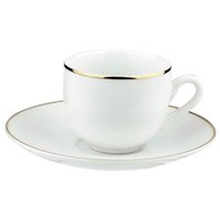 Xícara de Chá com Pires Legacy Gold Porcelana 220ml L'Hermitage Branco Fio de Ouro
