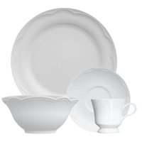 Kit Café da Manhã 4 Peças Xícara com Pires Bowl 510ml Prato de Sobremesa Germer Porcelana Cottage