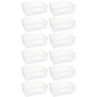 Kit 12 Caixas Organizadoras Plásticas Retangular 3,5L com Tampa Hermética Empilhável Plasvale