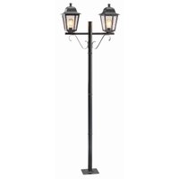 Poste Preto Iluminação Externa Jardins Tubo Alumínio 210cm Lente Transparente Termoplástico Dital