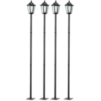 Kit 4 Postes 1,71m Luminária Grega Preto Jardim E27 Lente Fosca Clássico Dital