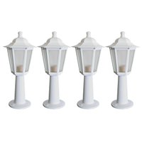 Kit 4 Balizadores Brancos Iluminação Externa Jardim Termoplástico Lente Fosca Grega Dital