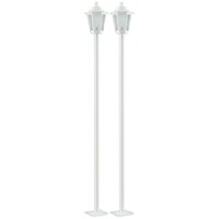 Jogo 2 Postes Brancos de Jardim 1,71m Termoplástico Lente Fosca Luminária Decorativa Grega Dital