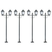 4 Postes Luminária Preto para Áreas Externas para 2 Lâmpadas Lente Transparente