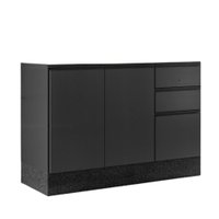 Balcao Para Pia Sem Tampo 120 cm 3 Portas 2 Gavetas Etna Grafite POLIMAN